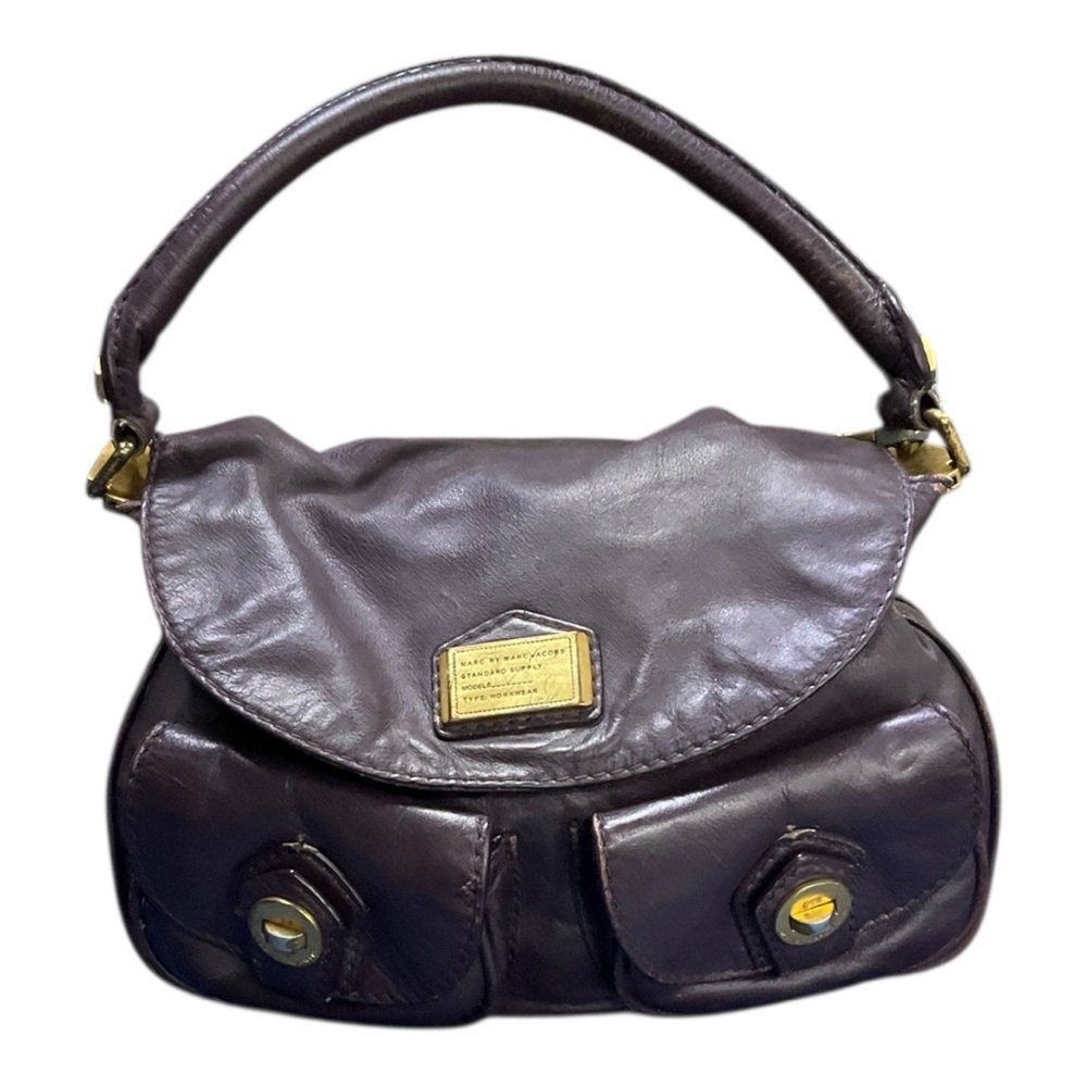 Marc by Marc Jacobs Classic Q Lil Riz Hobo Bag 💜 Leather Gold Hardware Y2K Vibes - Picture 3 of 10